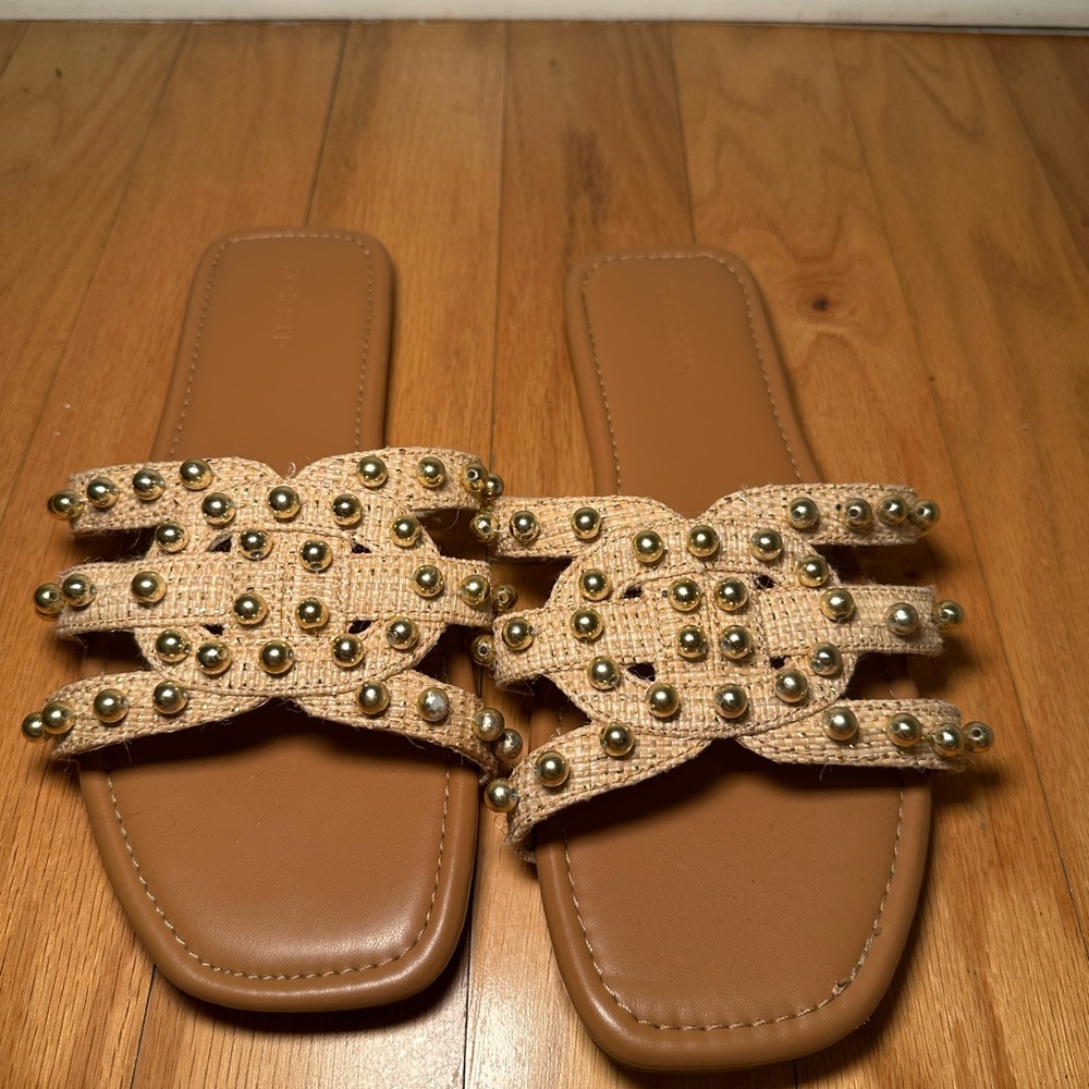 Torrid Tan Sandals with Gold Studs